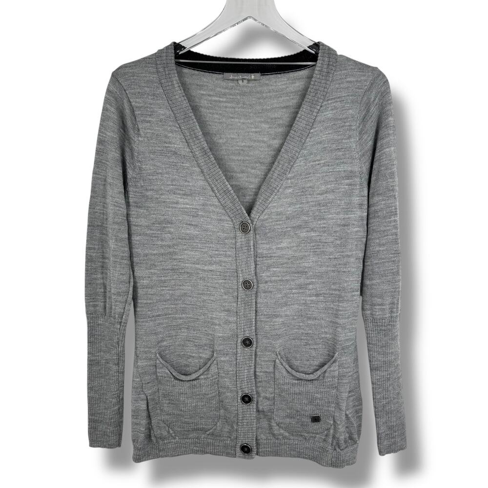 Smartwool Front Range sweater small 100% merino wool cardigan button front gray